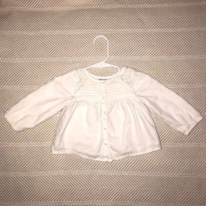 White Button Down Top With Crochet Detail